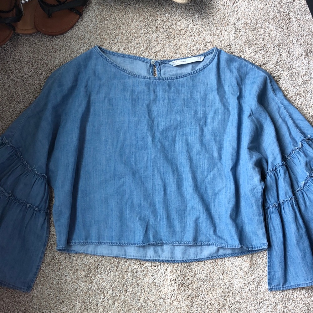 ZARA Denim cropped long sleeve